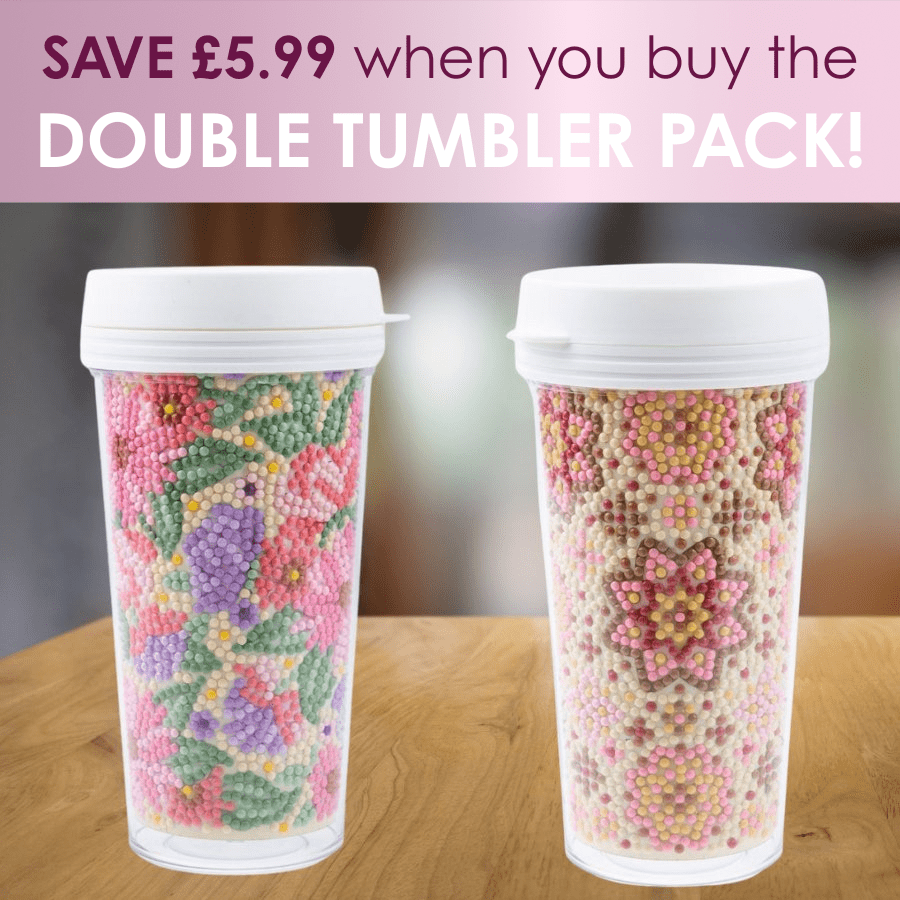 "Floral and Mandala" Crystal Art Cold Drink Tumblers x2
