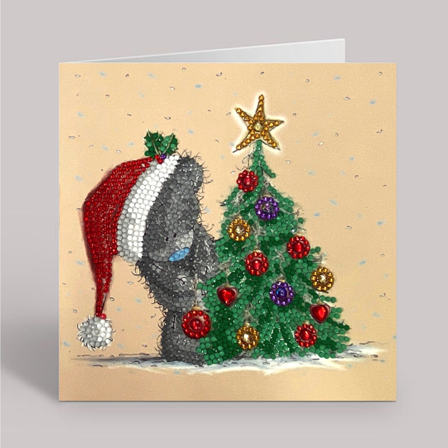 Season Sparkle Tatty Teddy Crystal Art Card grey