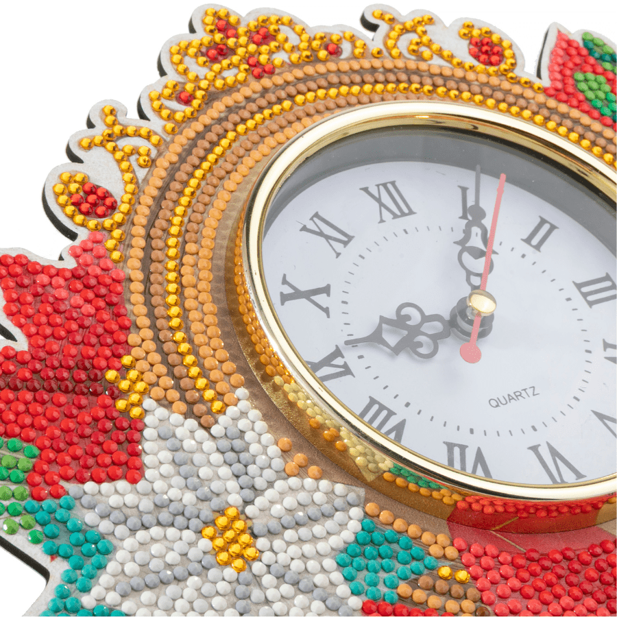 Shining Poinsettia Crystal Art Clock Kit 6