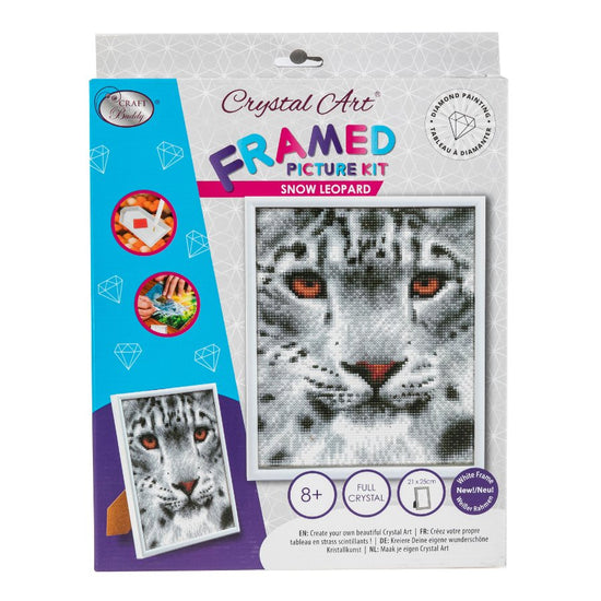 Snow Leopard Picture Frame Crystal Art White 1