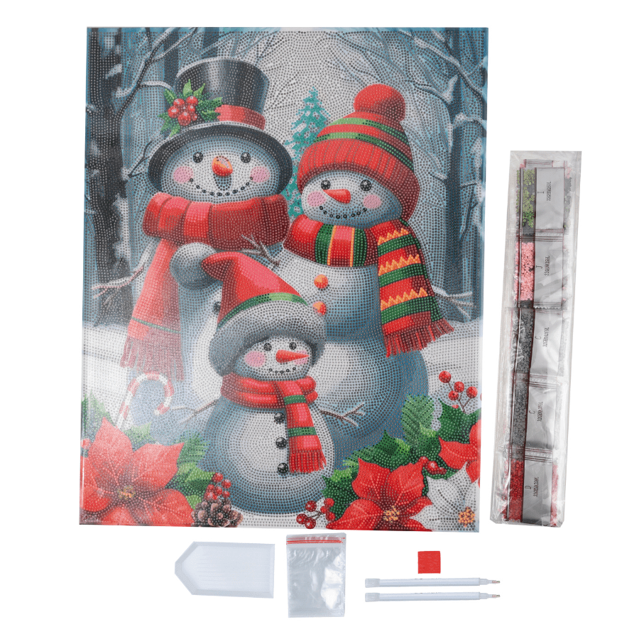 SnowmanFamily Crystal Art Canvas Kit 40x50 2