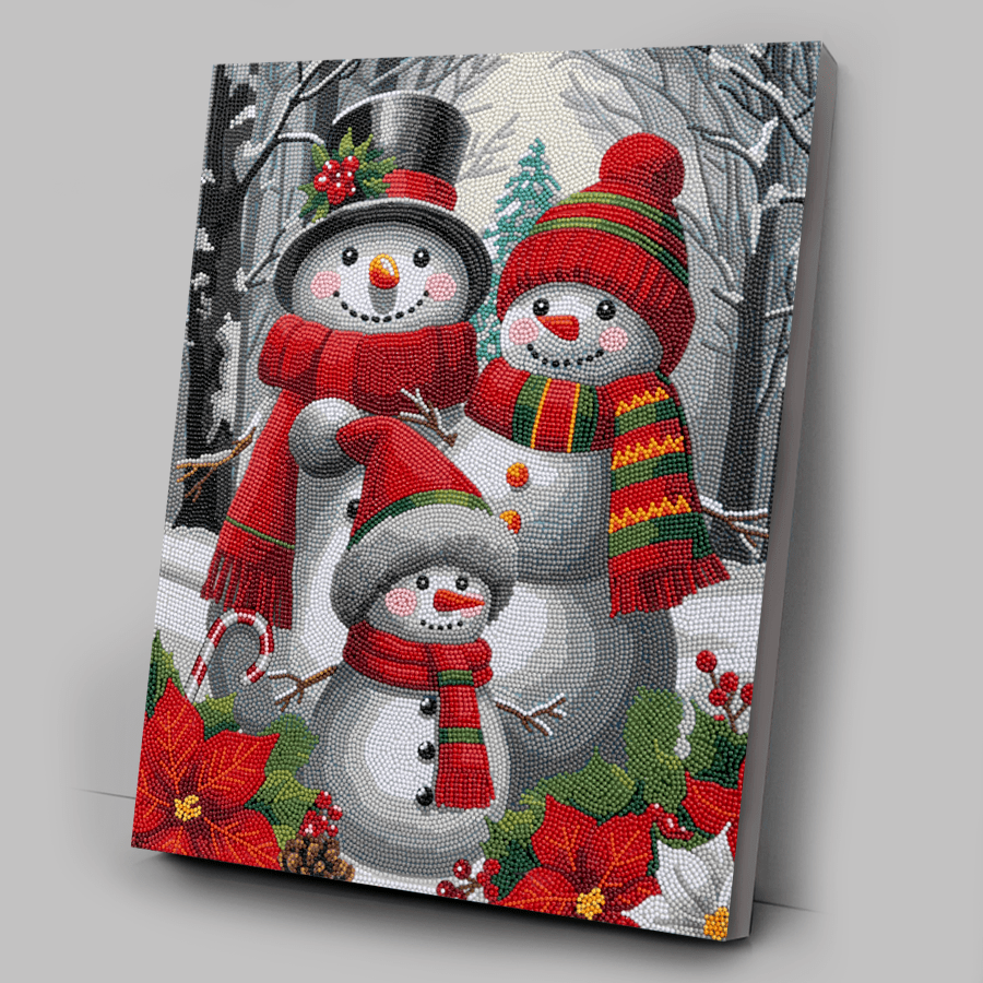 SnowmanFamily Crystal Art Canvas Kit 40x50 1