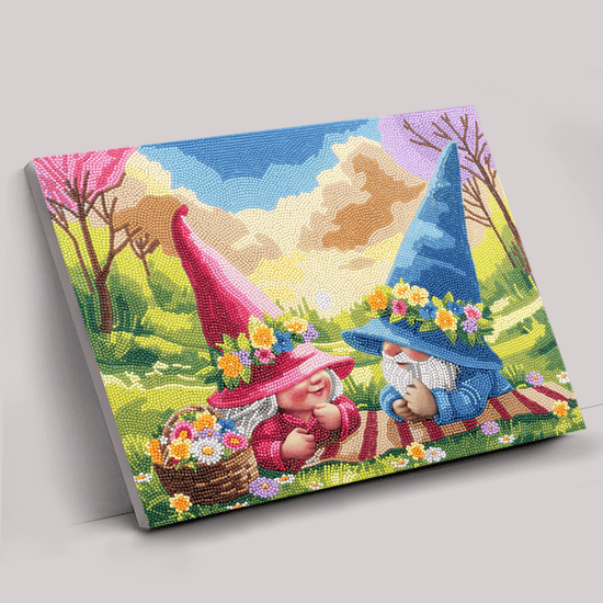 Spring Gnomes Crystal Art Canvas Kit 35x45 grey