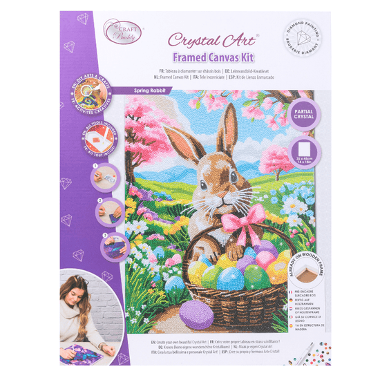 Spring rabbit Crystal Art Canvas Kit 35x45 pack 