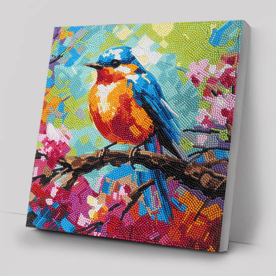 Spring Robin Crystal Art Canvas Kit 30x30 9