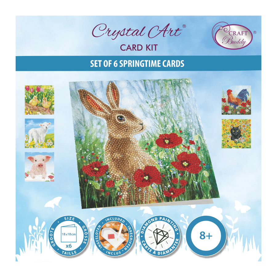 Spring & Summer Crystal Art Card Set of 6 18x18cm