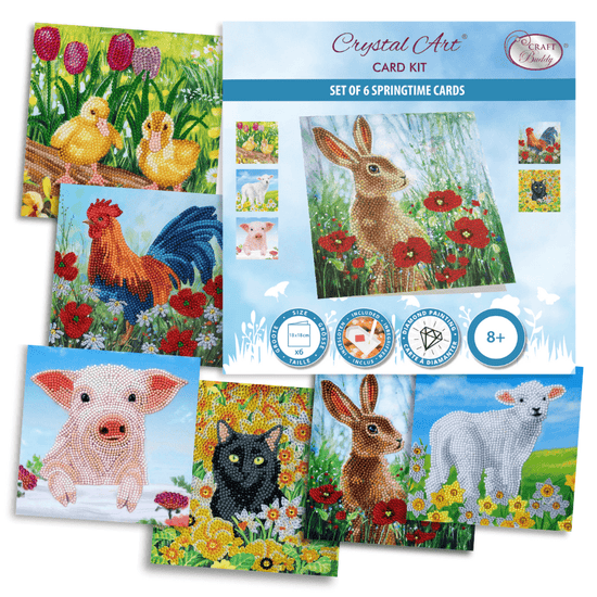 Spring & Summer Crystal Art Card Set of 6 18x18cm