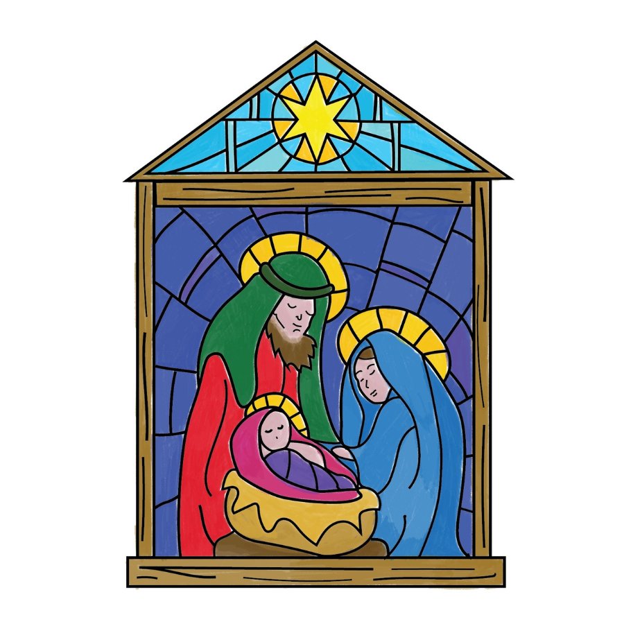 Stained Glass A6 Stamp Set Holy Family pack example 3