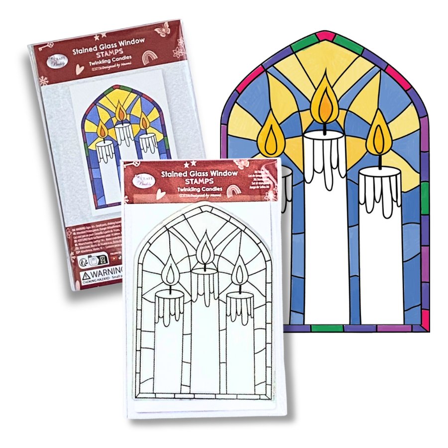 "Twinkling Candles” Stained Glass A6 Stamp Set