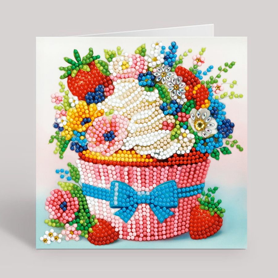 Strawberry Cupcake Crystal Art Card Kit 15x15 9