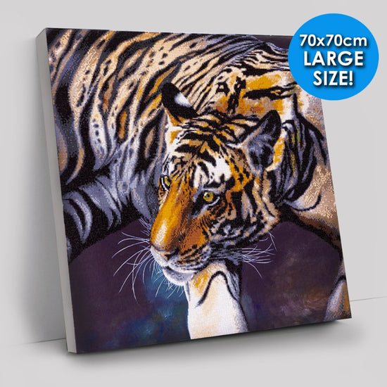 "The Tiger" Crystal Art Canvas by Claudia Hahn 70x70cm