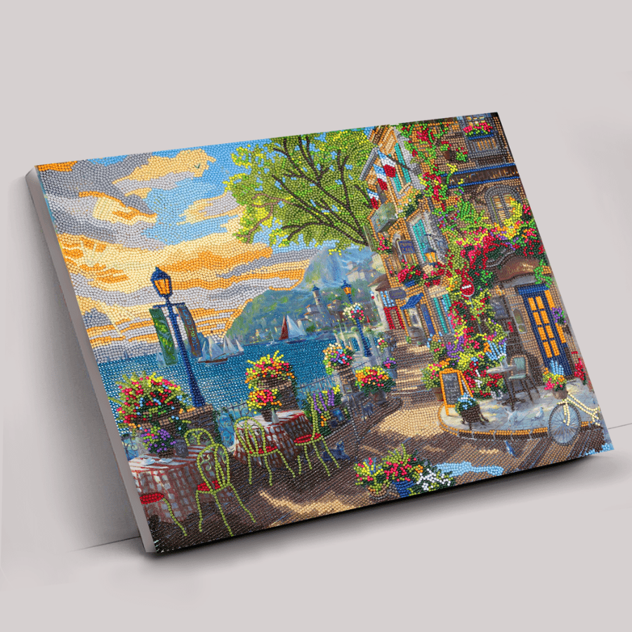 "French Riviera Café" Crystal Art Canvas by Thomas Kinkade 40x50cm