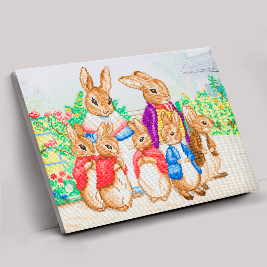 "Peter Rabbit and Family" Crystal Art Canvas 40x50cm