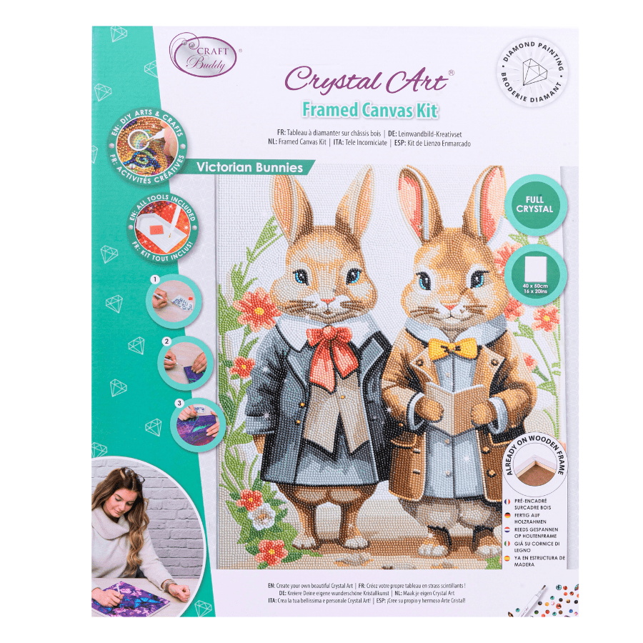 Victorian Bunnies Crystal Art Canvas Kit 40x50 1