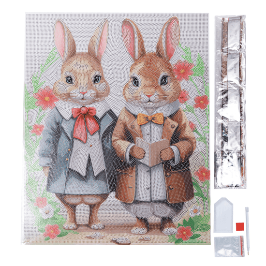 Victorian Bunnies Crystal Art Canvas Kit 40x50 2