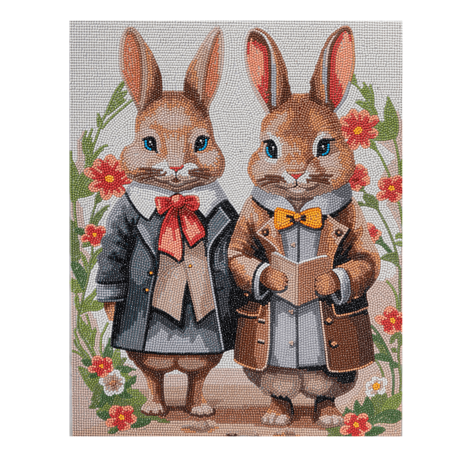 Victorian Bunnies Crystal Art Canvas Kit 40x50 