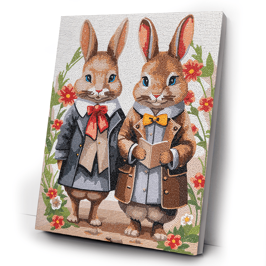 Victorian Bunnies Crystal Art Canvas Kit 40x50 6