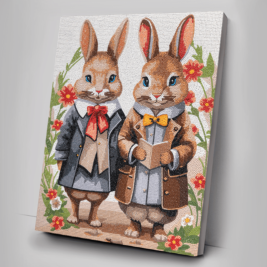 Victorian Bunnies Crystal Art Canvas Kit 40x50 9