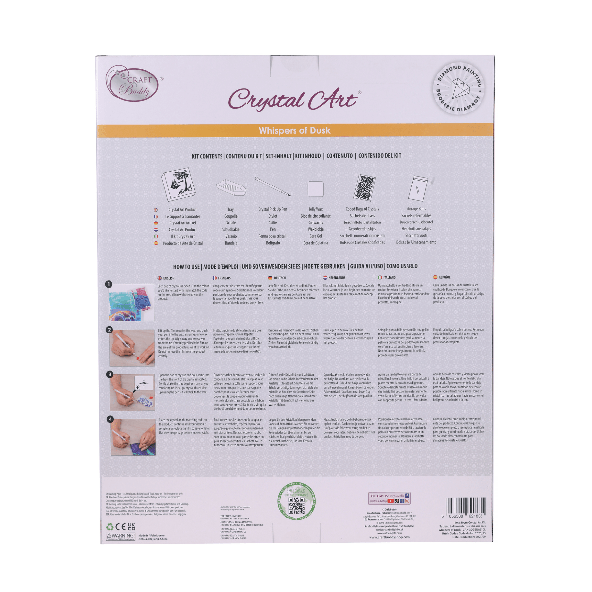 Whispers of Dusk Crystal Art Canvas Kit back packaging