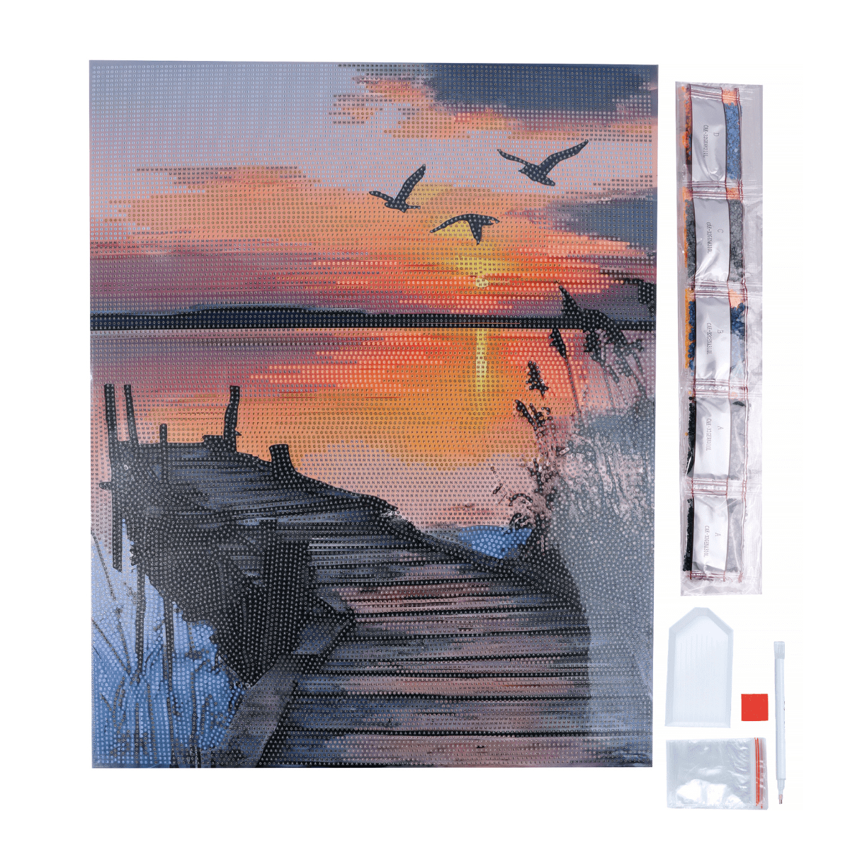 Whispers of Dusk Crystal Art Canvas Kit contents