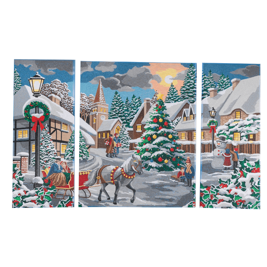 A White Christmas Crystal Art Canvas Triptych Set of 3