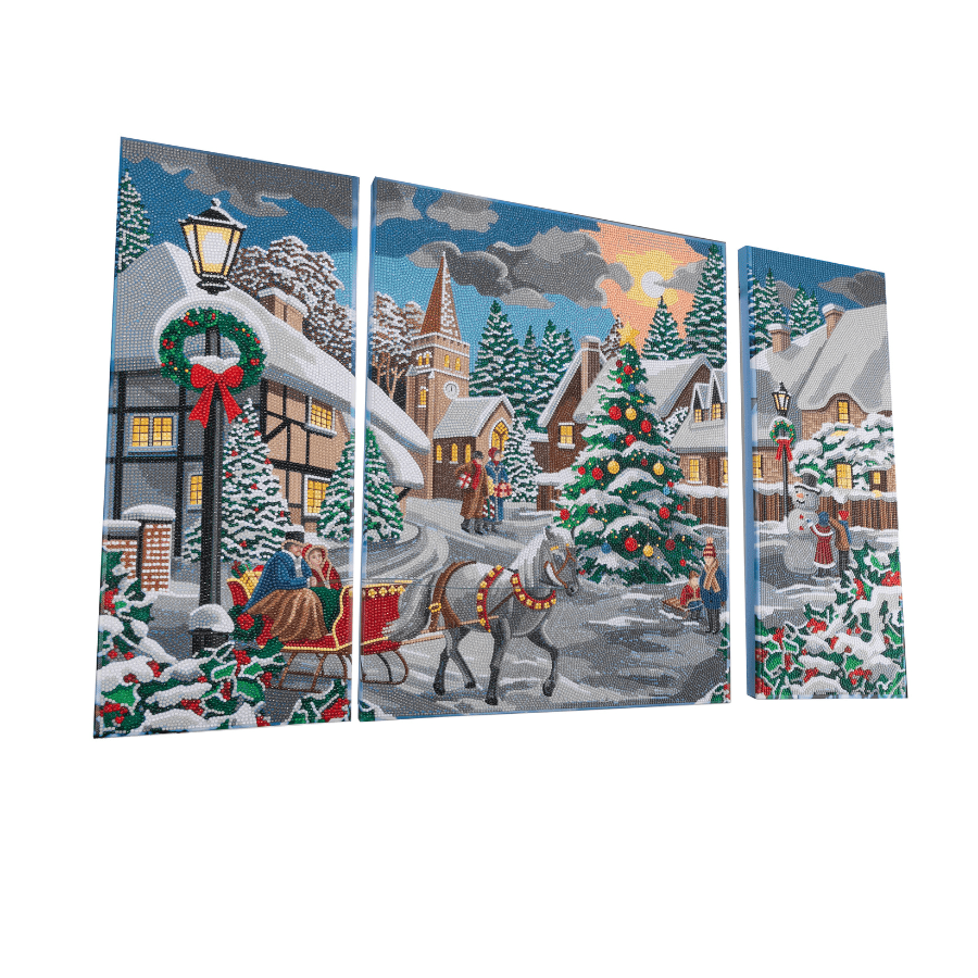 A White Christmas Crystal Art Canvas Triptych Set of 3