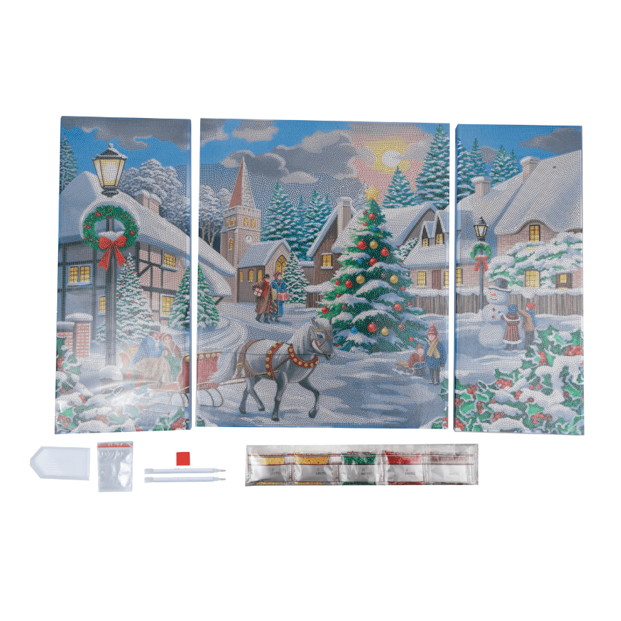 A White Christmas Crystal Art Canvas Triptych Set of 3