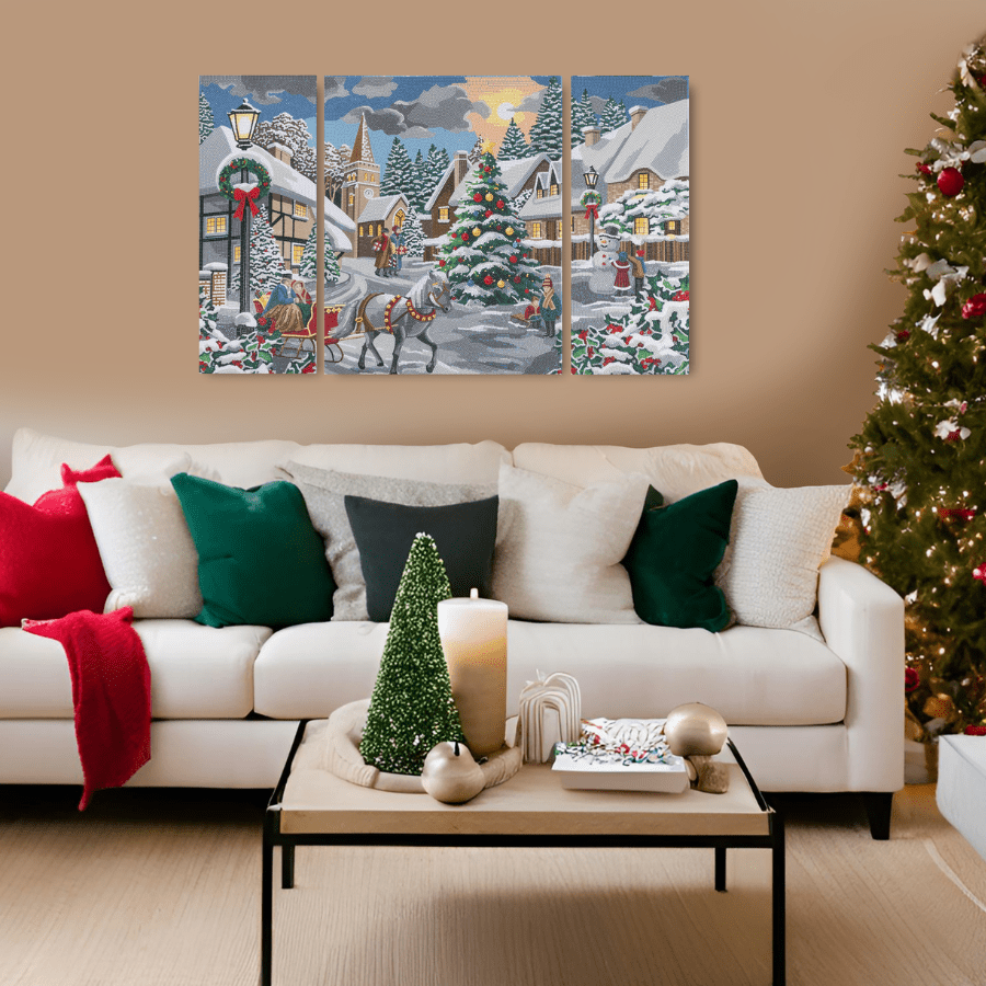 A White Christmas Crystal Art Canvas Triptych Set of 3