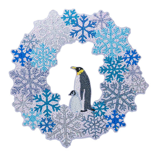 Winter Penguin Crystal Art Wreath 1