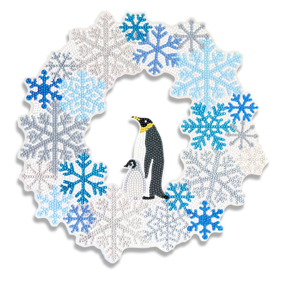 Winter Penguin Crystal Art Wreath 3