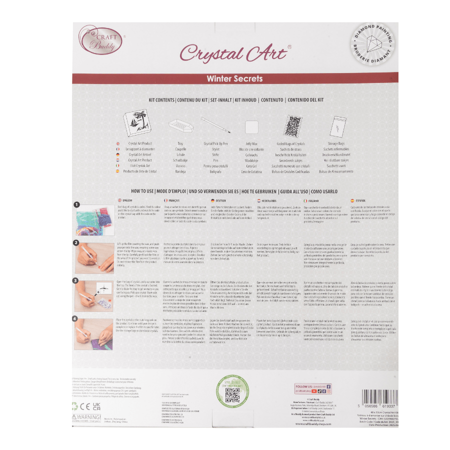 Winter Secrets Crystal Art Framed Canvas Kit 40x50 back