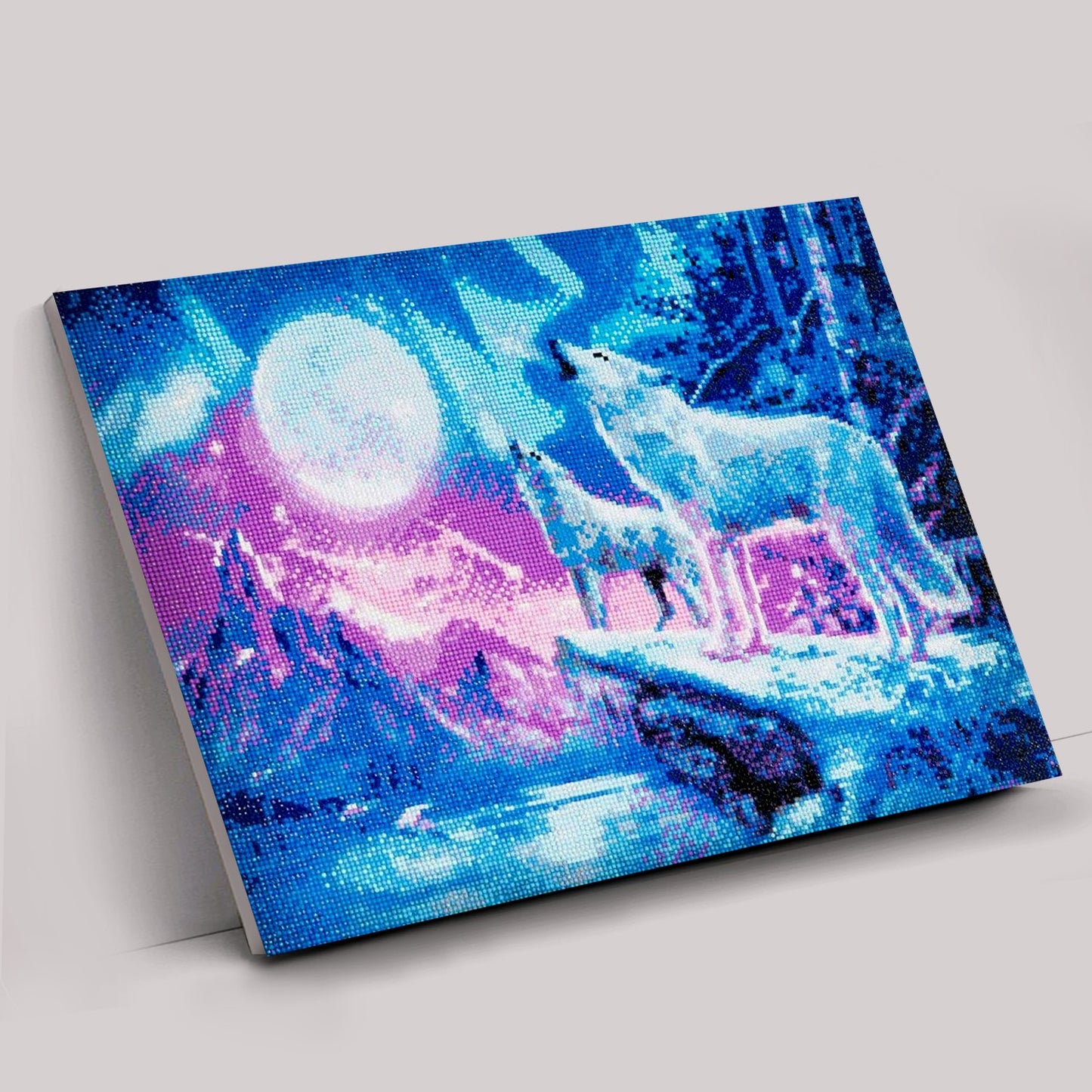 "Wolves & Northern Lights" Crystal Art Canvas Kit 40x50cm