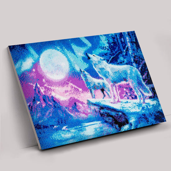 "Wolves & Northern Lights" Crystal Art Canvas Kit 40x50cm