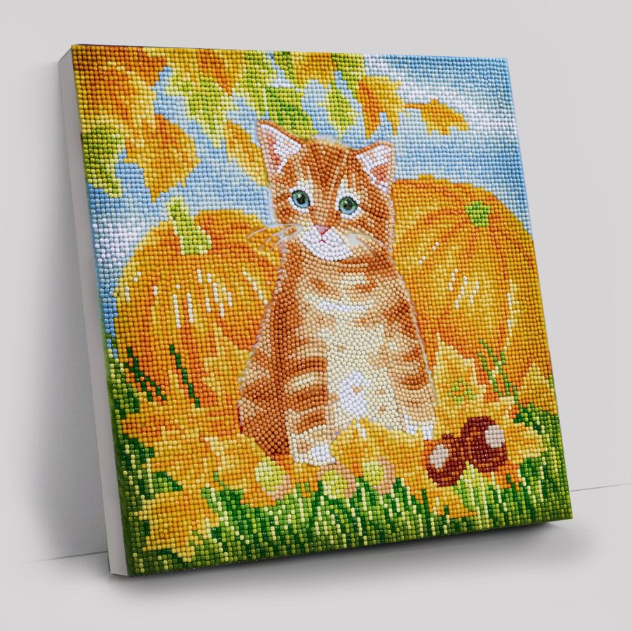 "Autumn Cat" Crystal Art Canvas Kit 30x30cm