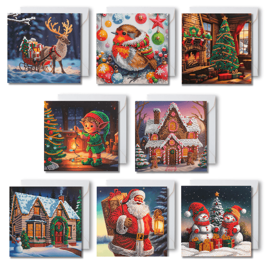 Christmas Crystal Art Card Kit Collection x8