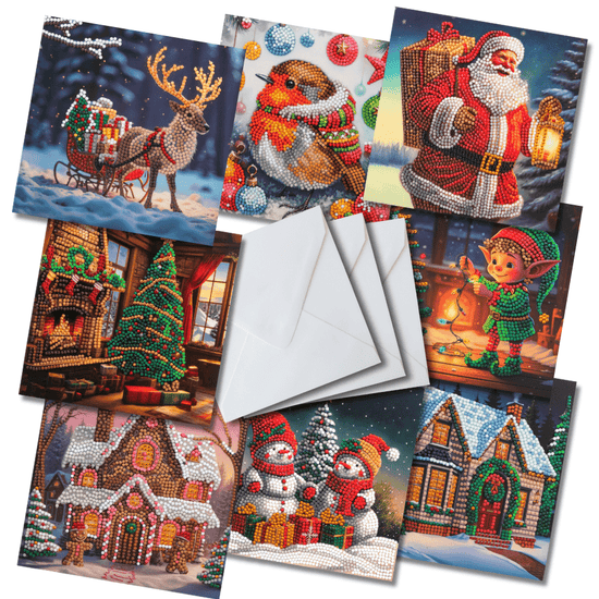 Christmas Crystal Art Card Kit Collection x8