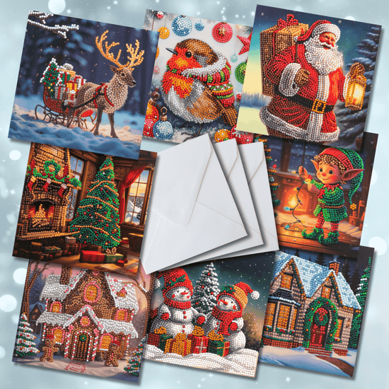 Christmas Crystal Art Card Kit Collection x8