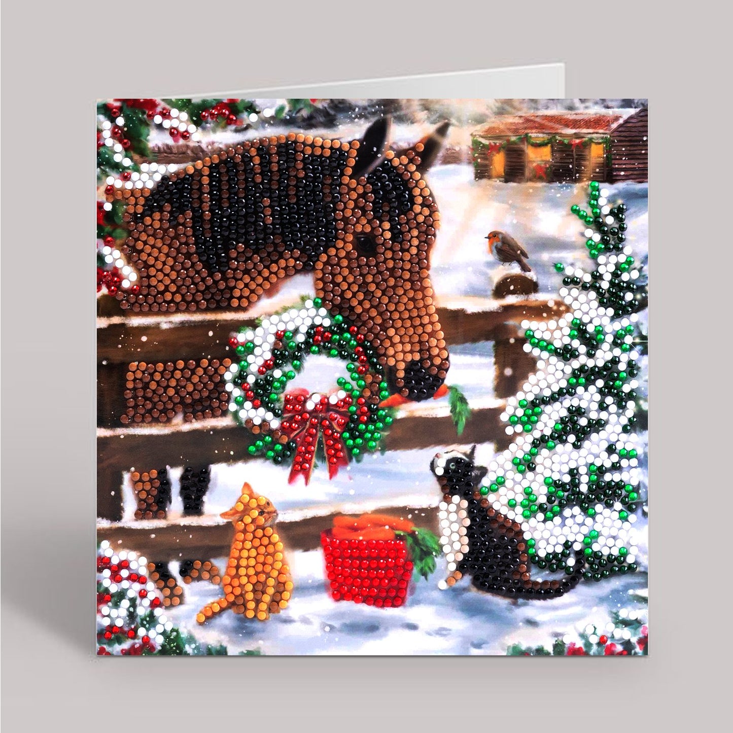 "Christmas Friendship" Crystal Art Card 18x18cm