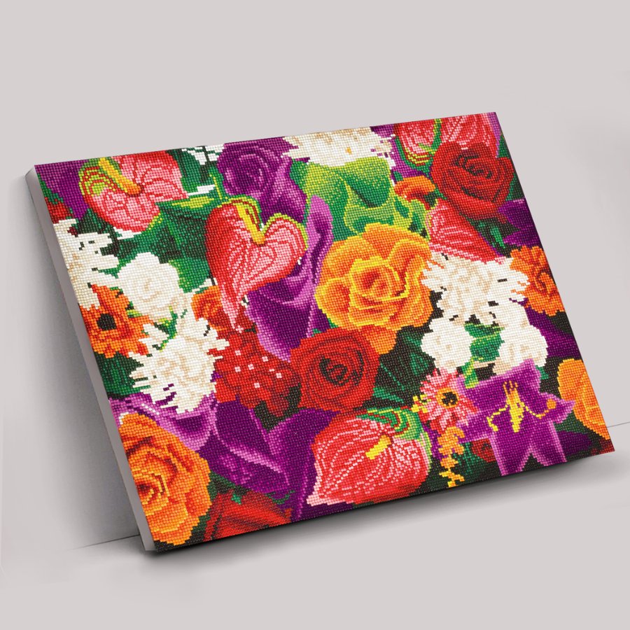 "Colourful Flowers" Crystal Art Canvas Kit 40x50cm