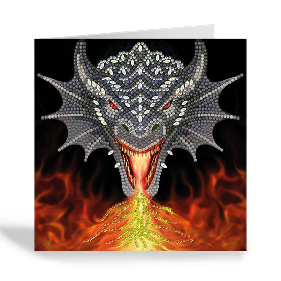 "Dragon Fire Head" by Anne Stokes Crystal Art Card 18x18cm