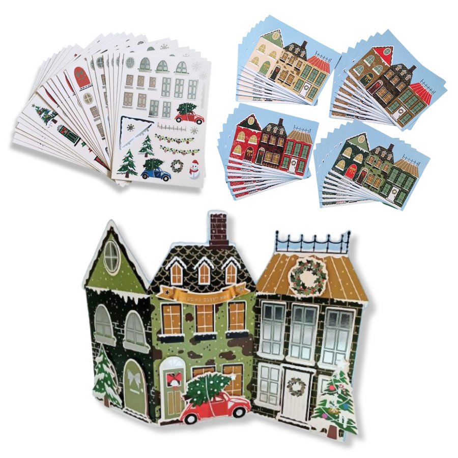 festive village card making kit contents