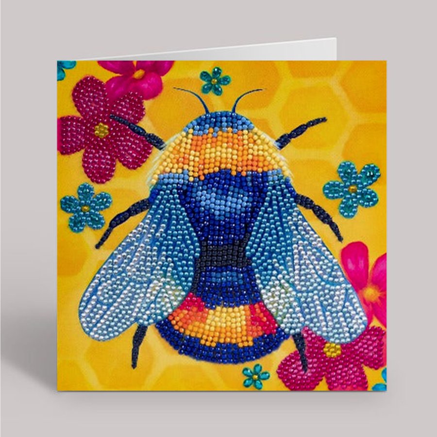 floral bumblebee Rachel Froud Crystal Art Card