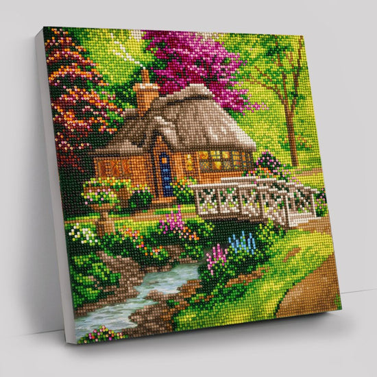 "Friendship Cottage" Crystal Art Canvas by Thomas Kinkade 30x30cm