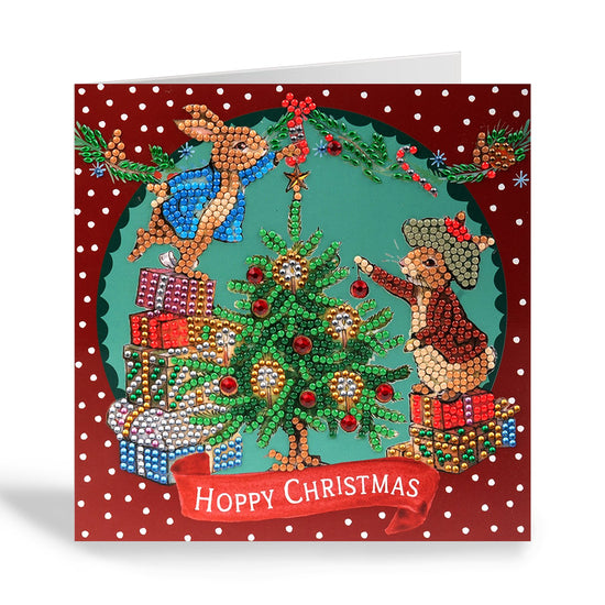 "Hoppy Christmas" Peter Rabbit Crystal Art Card 18x18cm