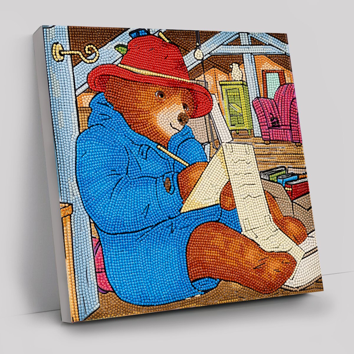 "Writing A Letter" Paddington Bear Crystal Art Canvas 30x30cm