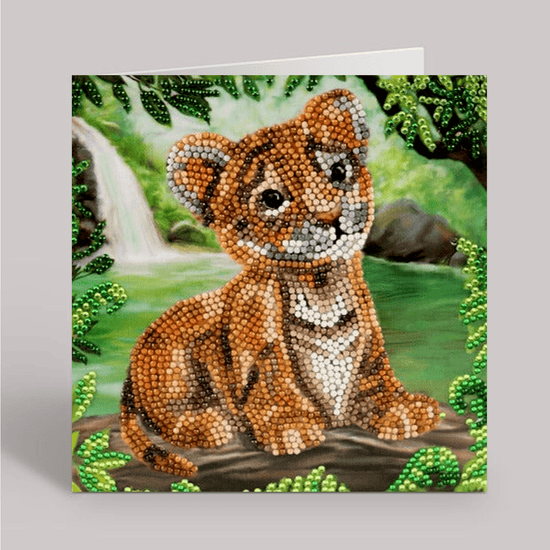 "Tiger Cub" 18x18cm Crystal Art Card