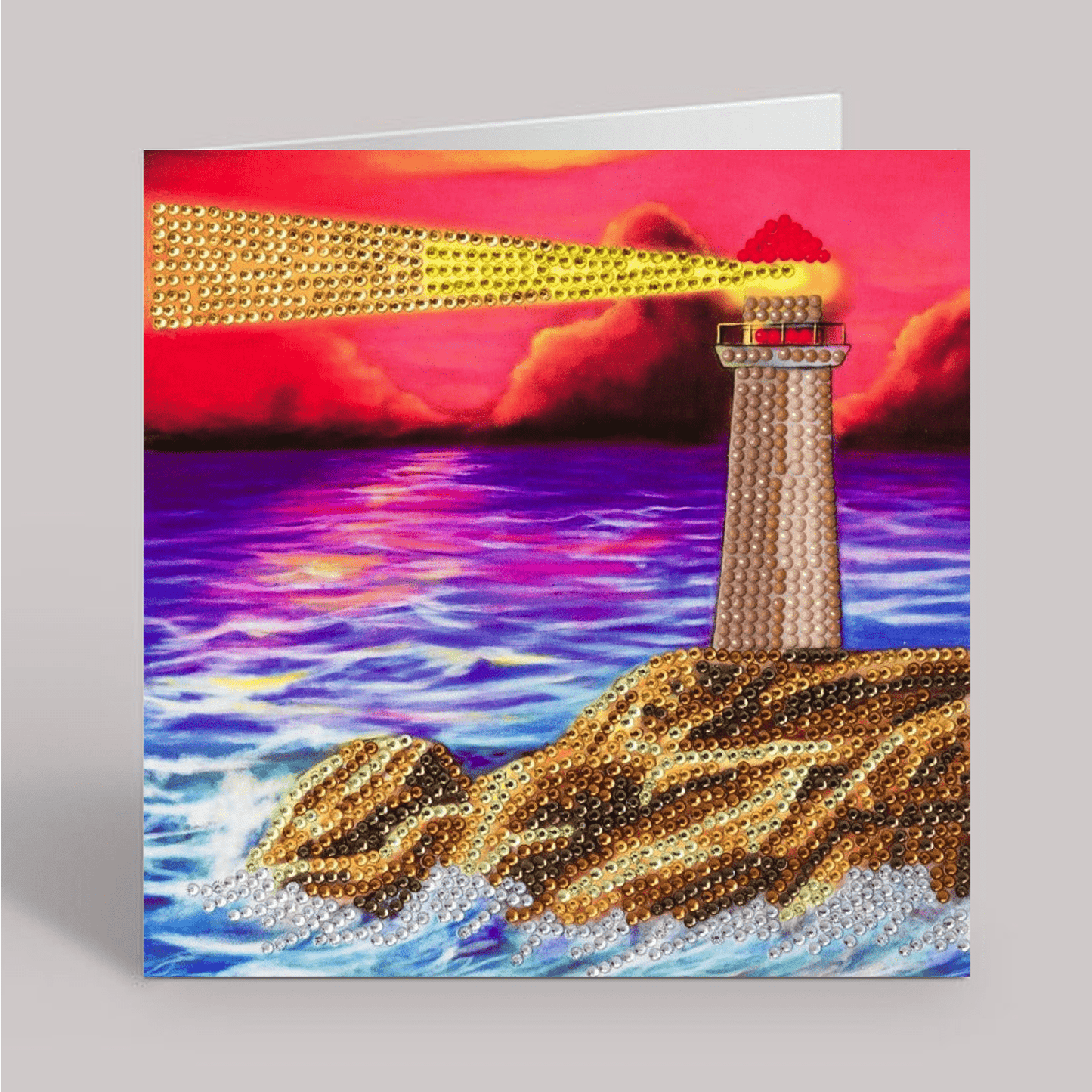 lighthouse Crystal Art Card 18x18cm