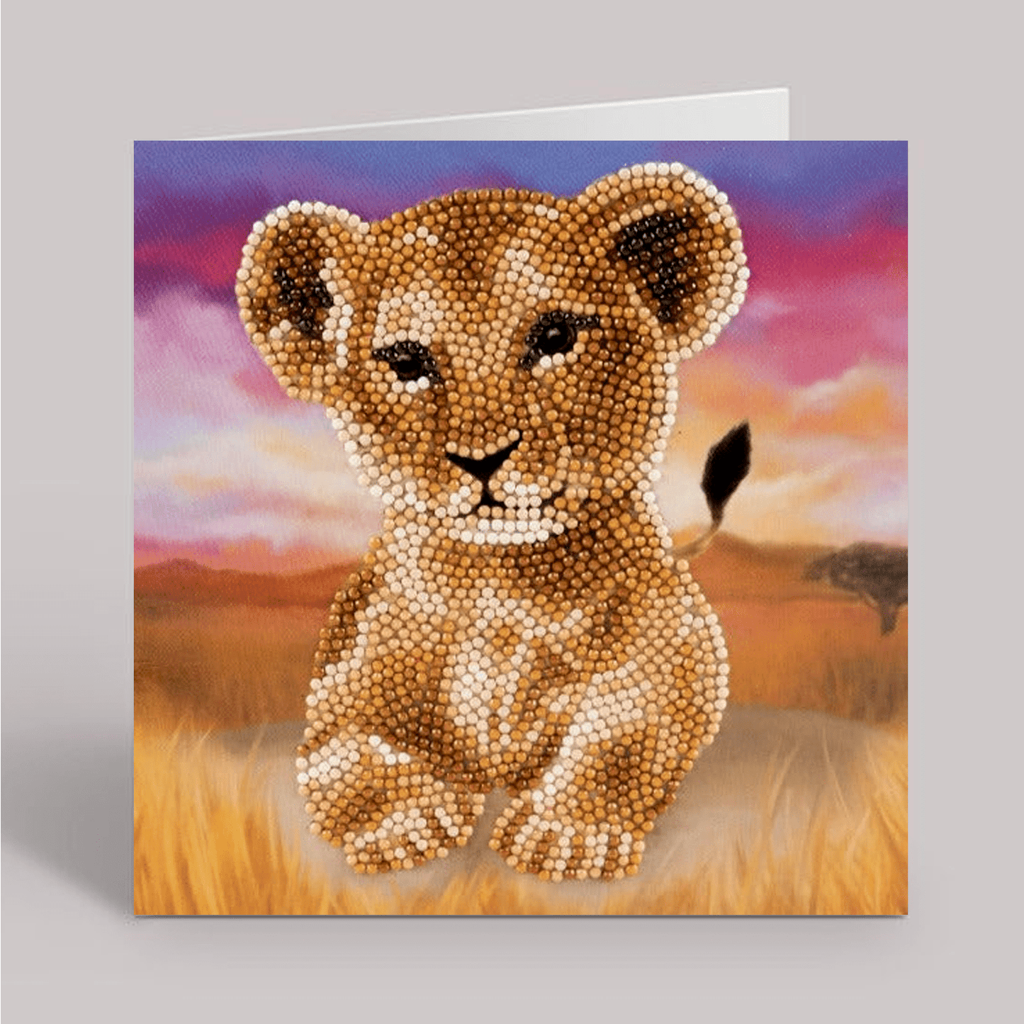 Lion cub Crystal Art Card 18x18cm