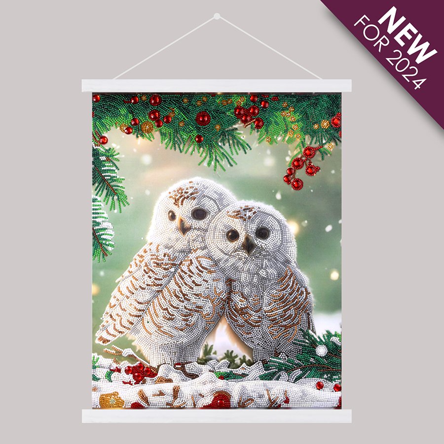 ‘Snowy Owls Sanctuary’ Crystal Art Scroll Kit 40x50cm