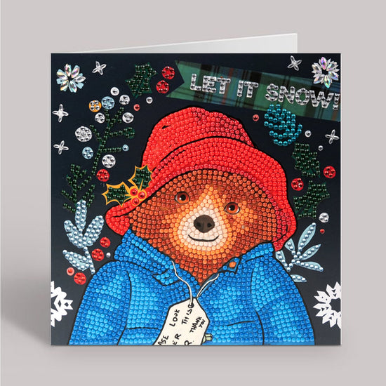 "Let It Snow" Paddington Bear Crystal Art Card 18x18cm